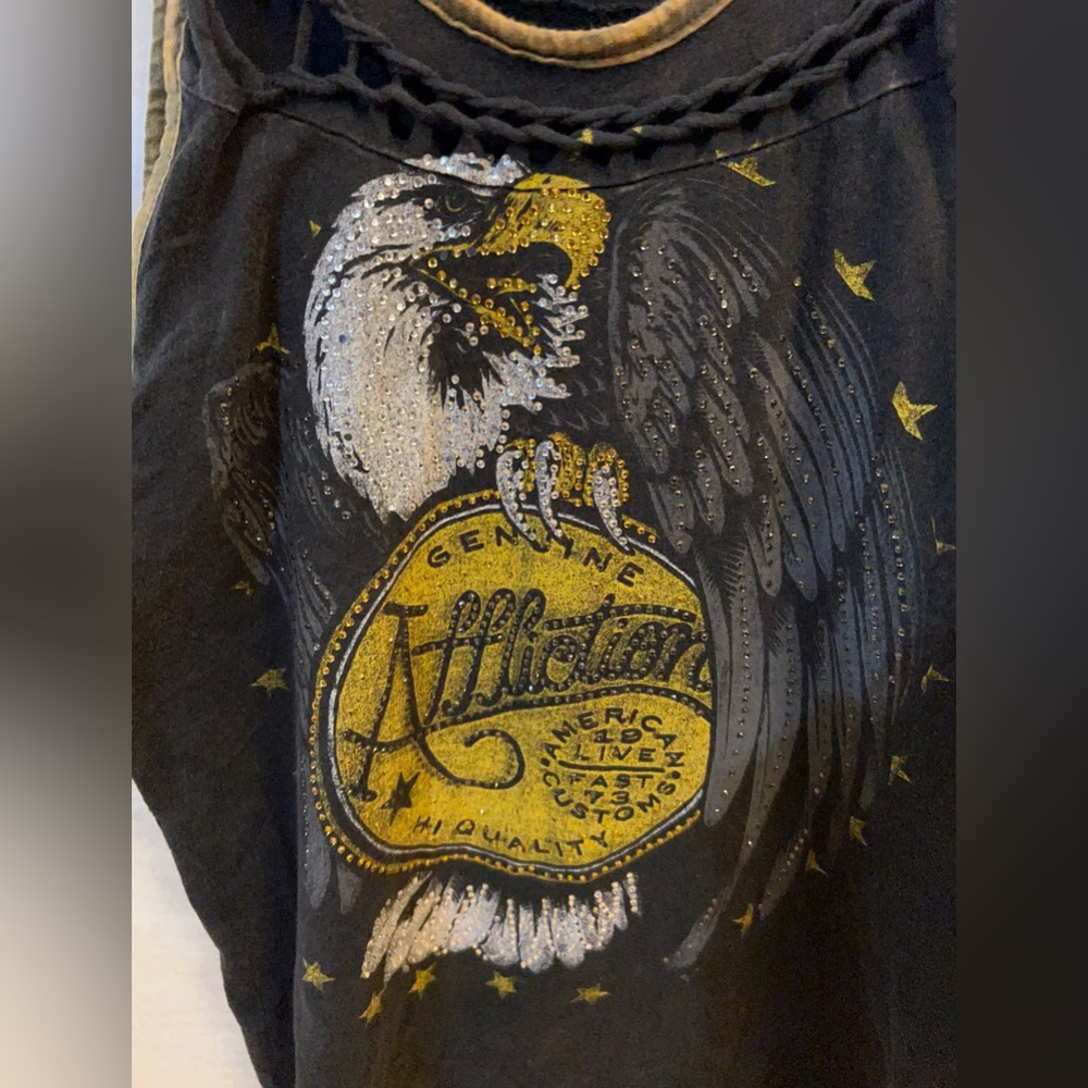 Affliction Black Tank Top with Gold & White Eagle Graphic - Picture 4 of 15